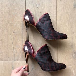 Ted Baker Oxblood/Rose Gold Calf Hair Shoe